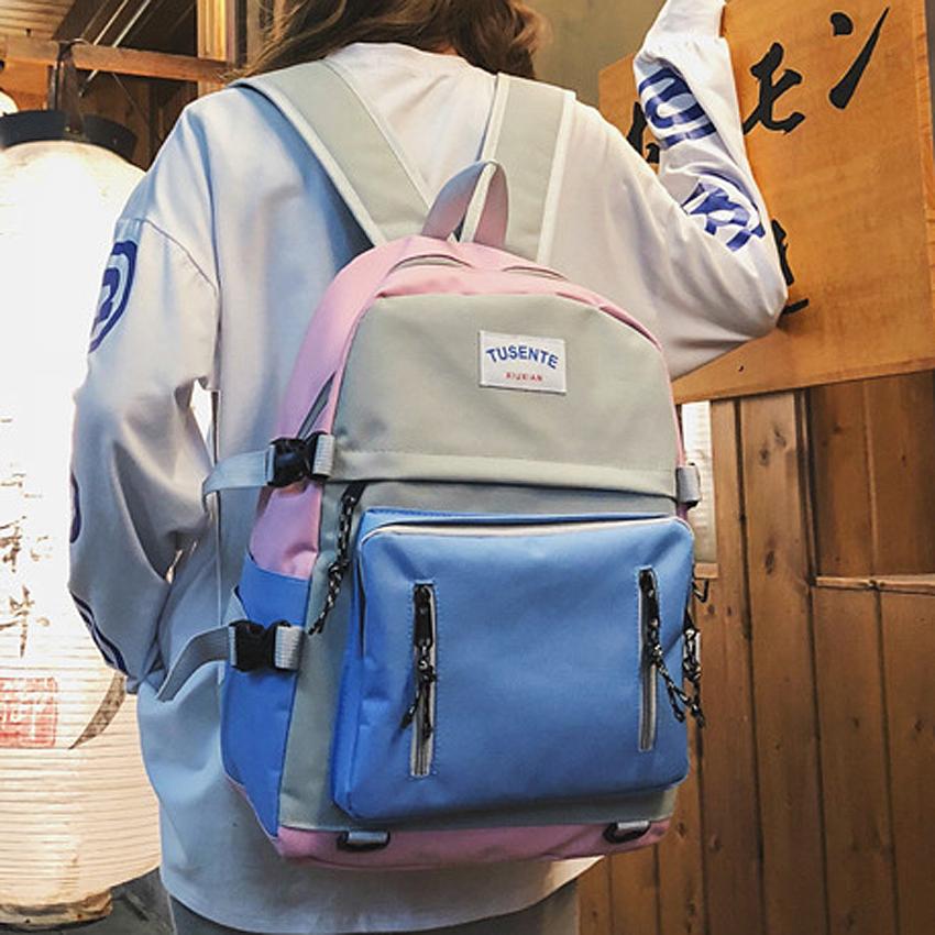 Balo nữ đi học HÀN QUỐC  TUSENTE chất liệu vải canvas dày dặn không bai xù-Đựng vừa laptop 15.6 inch