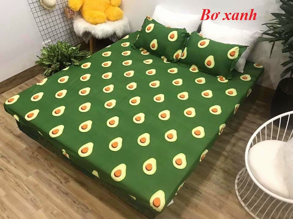 Bộ ga gối m2/m6/m8/2m drap giường poly ga bọc đệm cute 2 vỏ gối nằm cute Nguyệt Ánh Bedding Lờ Vê Gấu Rich Bơ xanh Cá heo...