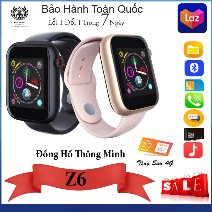 Đồng Hồ Thông Minh- Đồng Hồ Thông Minh z6- Vòng Đeo Tay Điện Thoại, Thiết Bị Theo Dõi Sức Khỏe, Hỗ Trợ SIM Và Thẻ TF