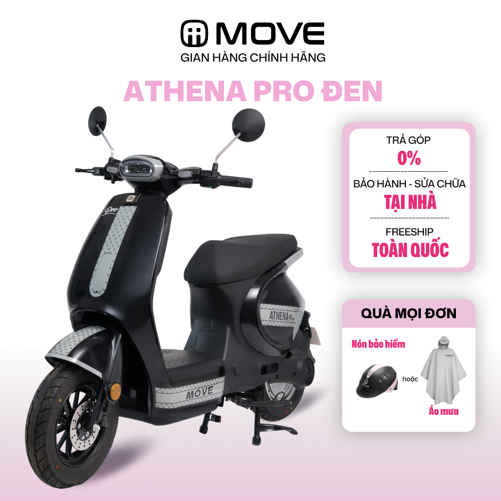 [Nationwide Delivery] Move Athena Pro Electric Motorcycle - Large Trunk, Speeds up to 90Km/H Per Charge - Students - Black Giá 15,739,500 Đồng*Miễn phí vận chuyển