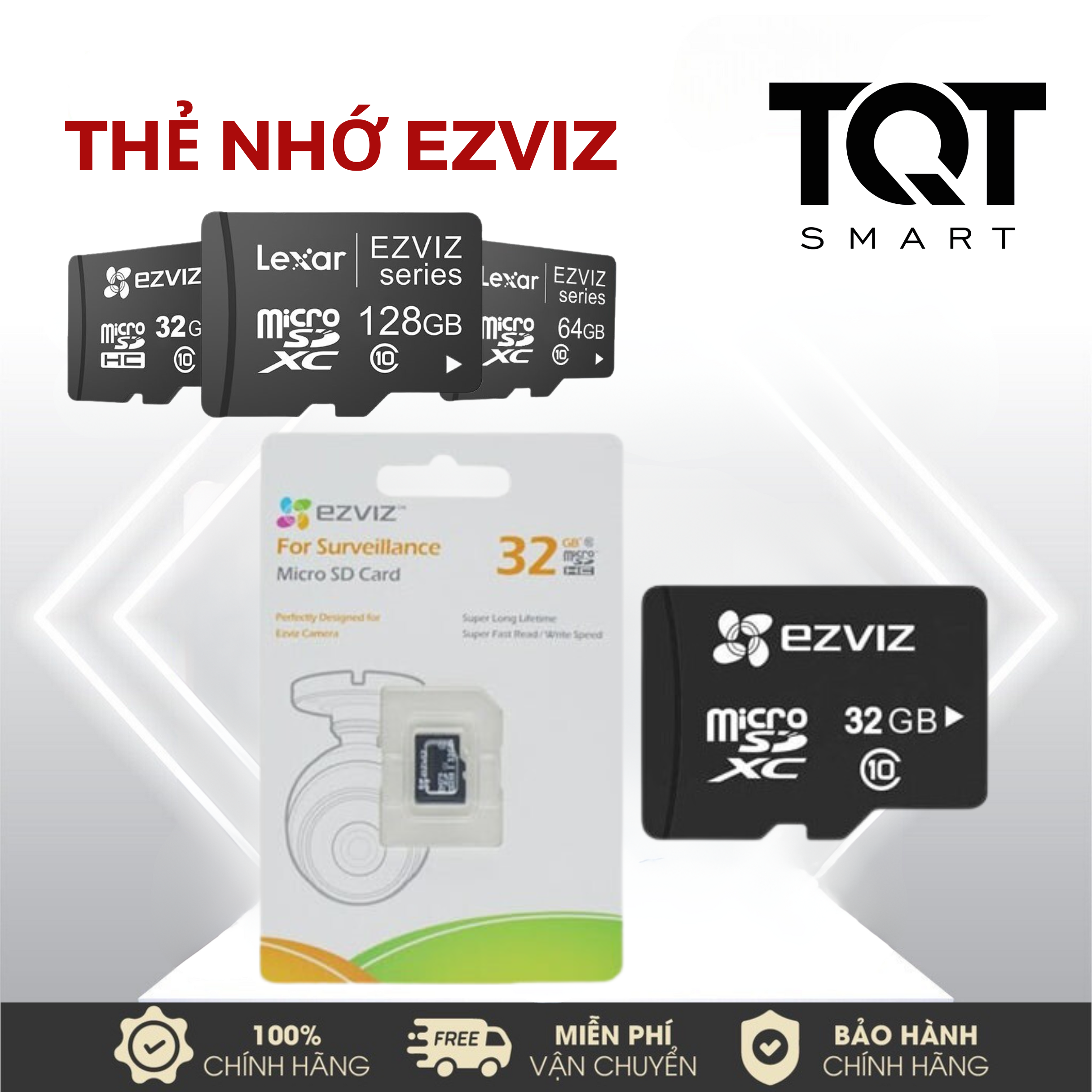 Thẻ Nhớ EZVIZ MicroSD 32GB 64GB 128GB Tốc Độ Cao Chuyên Dụng Cho Camera Wifi Bảo Hành 2 Năm TQT SMART