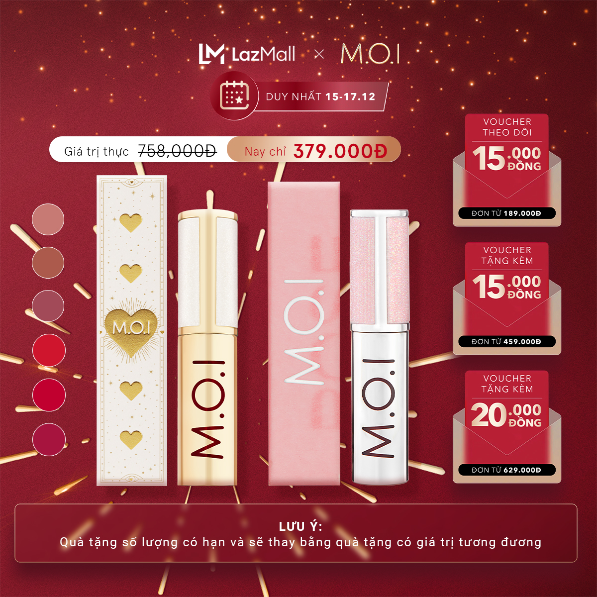 [MUA 1 TẶNG 1] Son kem lì mỏng mịn, nhẹ môi M.O.I Phiên bản mùa lễ hội