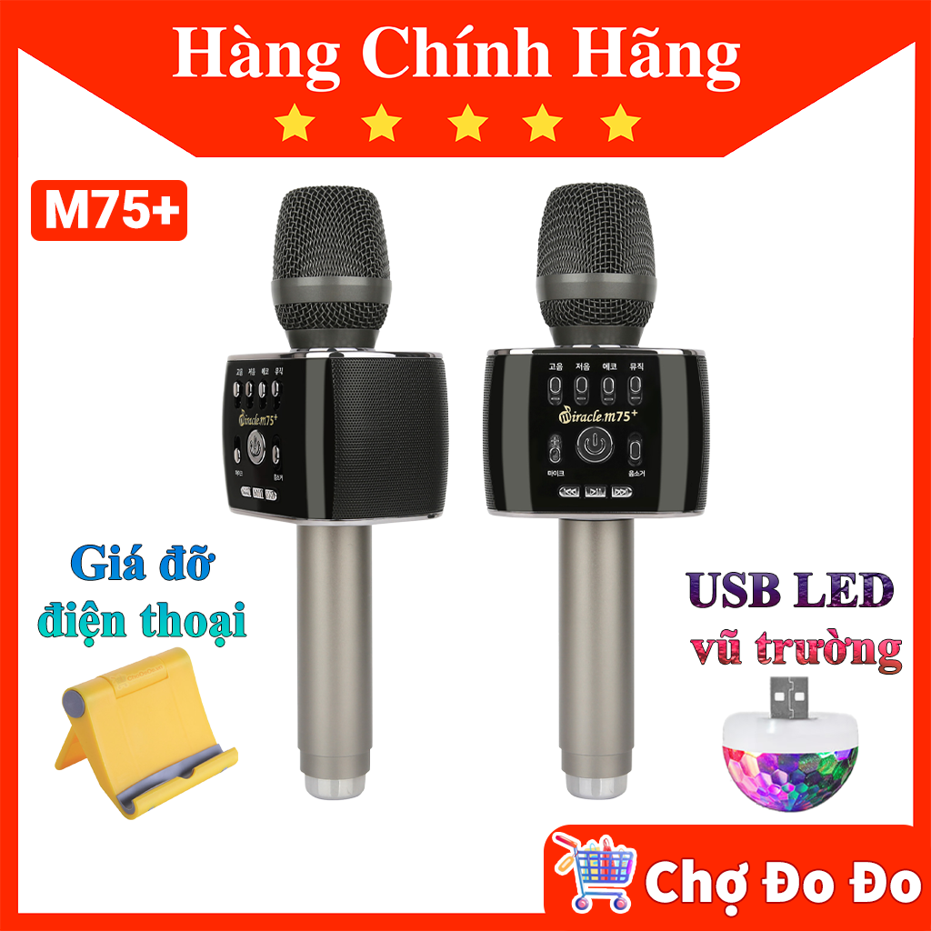Micro karaoke bluetooth miracle m75+ hàn quốc - bản nâng cấp của mic magicsing mp30 - cực hay kèm quà tặng khuyến mãi