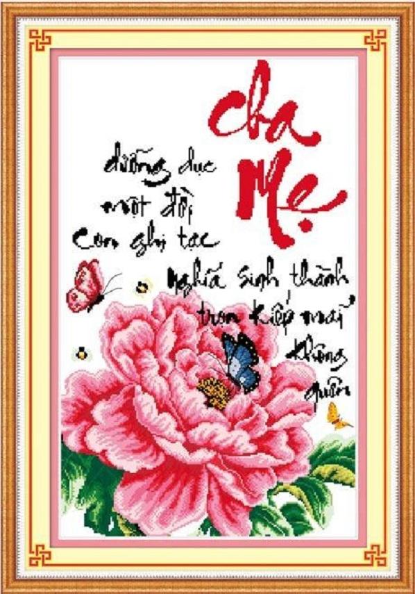 Tranh thêu chữ thập cha mẹ dlh-222776