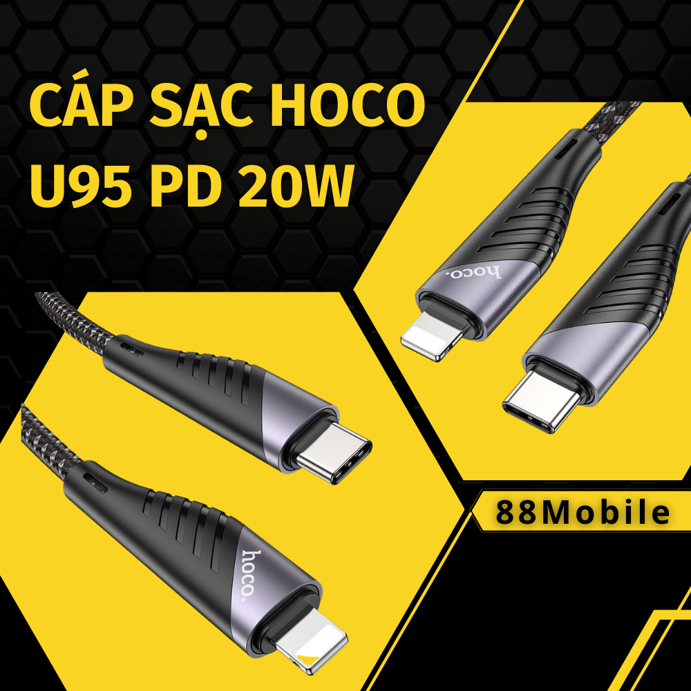 Dây cáp hoco u95 type-c sạc nhanh công nghệ pd 20w 88mobile