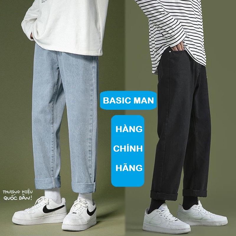 Quần JEAN BASIC SUÔNG BASIC MAN Oversize Nam Nữ phong cách Hàn Quốc Ullzang thời trang đường phố mùa hè