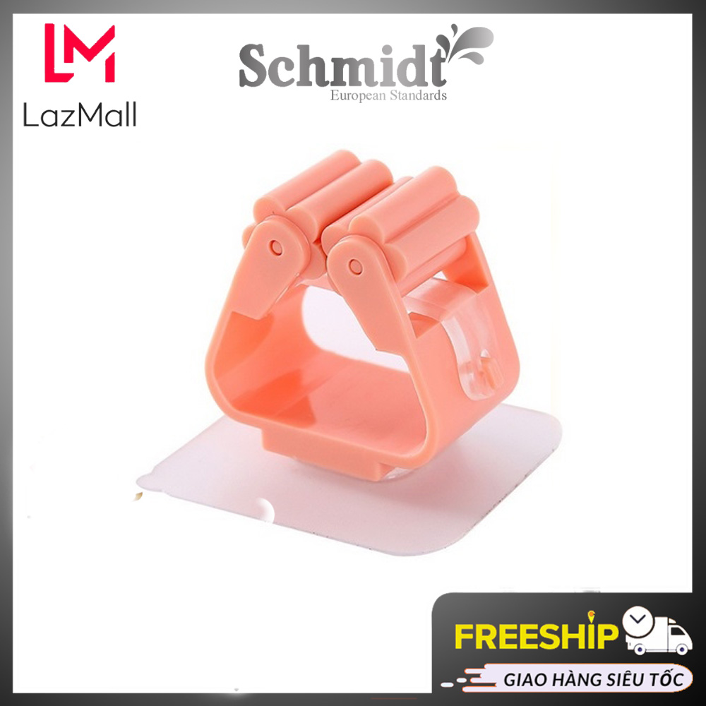 Móc treo chổi, cây lau nhà, cọ chà toilet... Móc kẹp dán tường Schmidt tiện lợi - Móc treo đồ