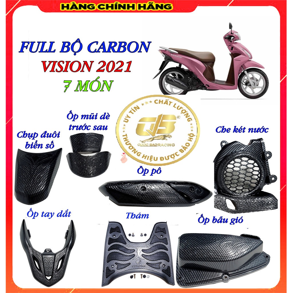 Combo 8 món ốp carbon & crom trang trí vision 2021-2022bh 1 đ 1