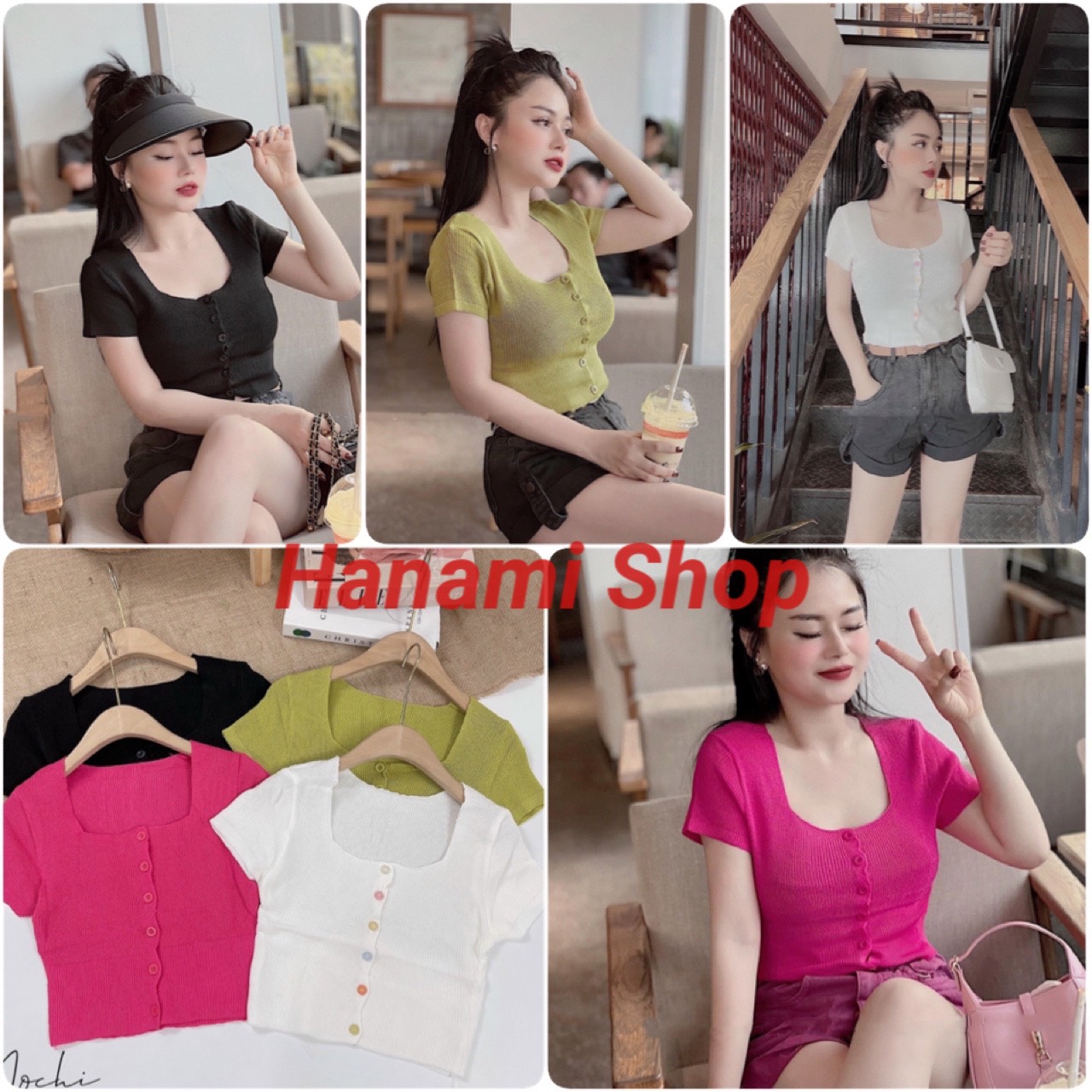 Áo Croptop Nữ Cúc Màu Hàng Quảng Châu Len Mongtoghi Loại1