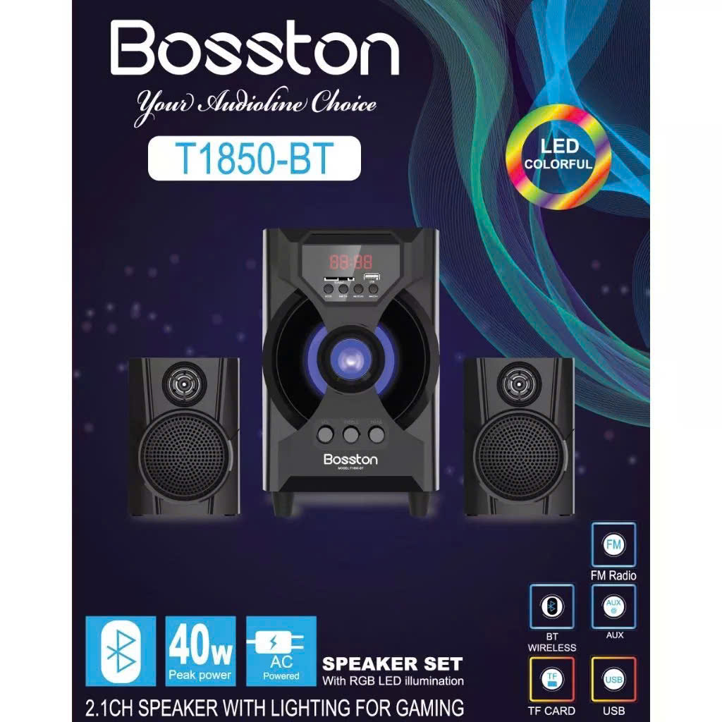 Loa vi tính Bosston T1850-BT Công suất 40W, Bluetooth, USB, thẻ nhớ, nguồn 220V (Đen) - CHÍNH HÃNG