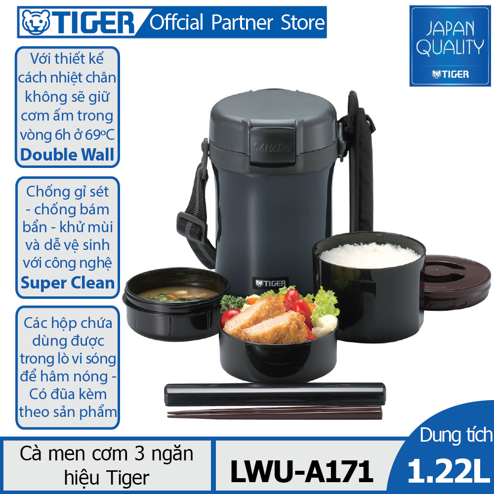 Cà men cơm giữ nhiệt tiger 3 ngăn lwu-a171 - hàng chính hãng