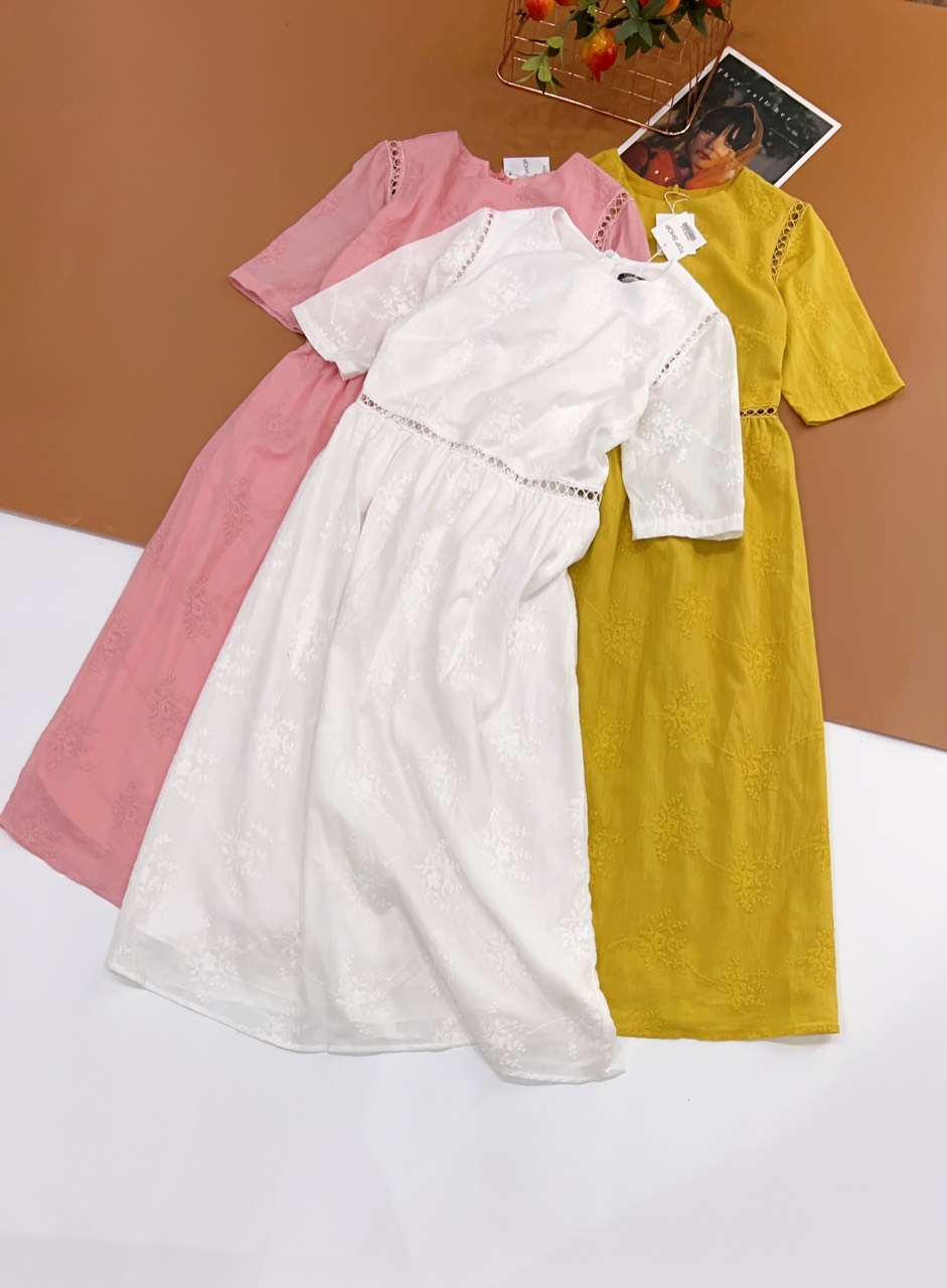 Đầm xô thêu Top.shop_VNXK, thiết kế phối ren kè độc đáo, form chuẩn tôn dáng