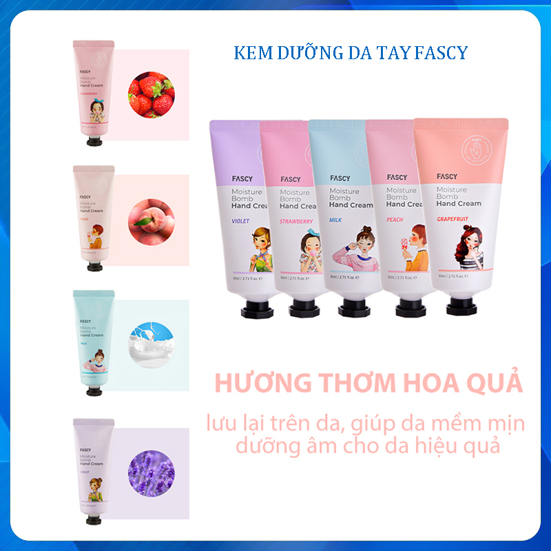 Kem dưỡng da tay Fascy 80ml, Kem dưỡng ẩm da tay mùa đông kem làm mềm da tay hương nước hoa, mềm da, cấp ẩm, không nhờn rít