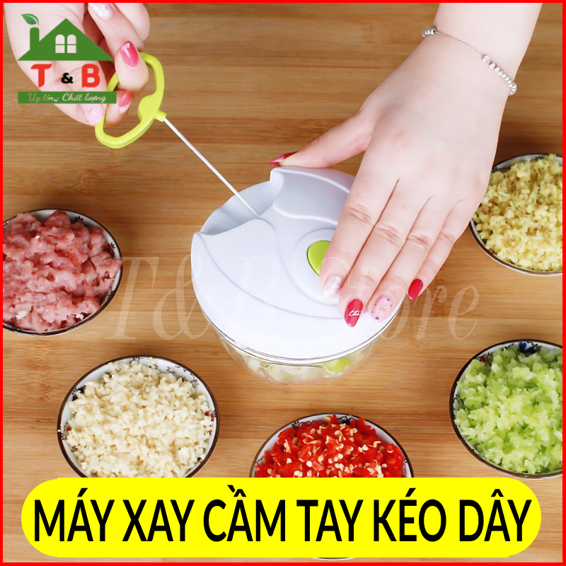 Máy xay mini cầm tay kéo dây đa năng , máy xay tỏi ớt mini food chopper thế hệ mới
