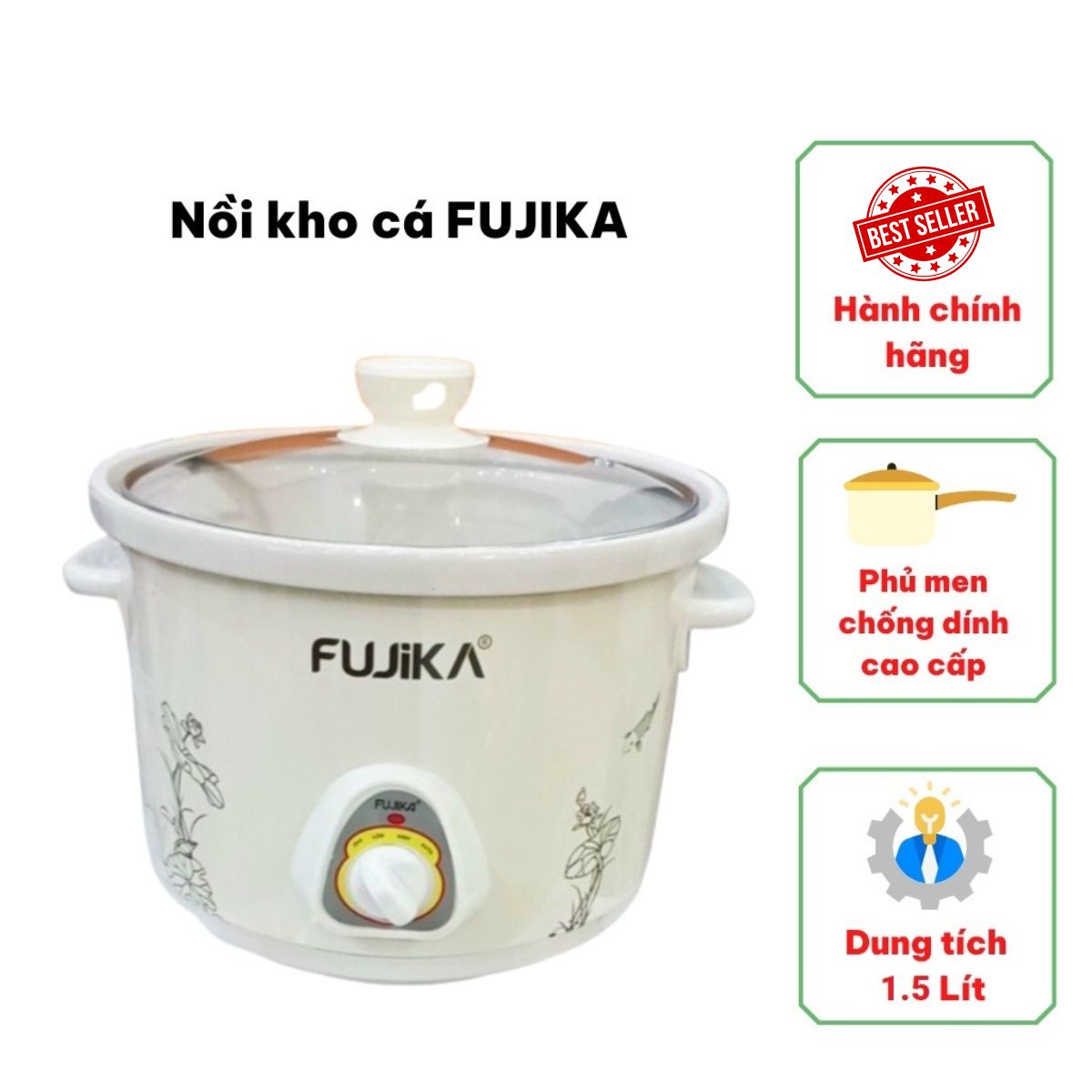 Nồi Nấu Cháo Cho Bé Cao Cấp Chính Hãng - Nồi Hầm Chậm Đa Năng Nồi Nấu Cháo, Ninh Xương, Kho Cá , ... Nhanh Chóng ,Dung Tích 1,5L Tiện Ích