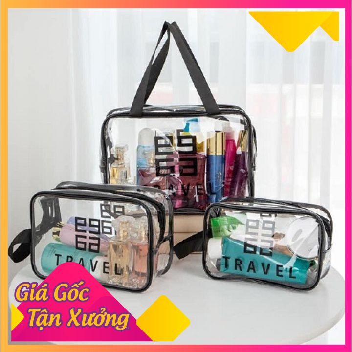 [HCM]Set 3 Túi Nhựa Trong Suốt Đựng Đồ Dùng Cá Nhân Mỹ Phẩm Kiểu Dáng Đẹp Sang Trọng Cực Tiện Lợi Khi Đi Du Lịch Công Tác