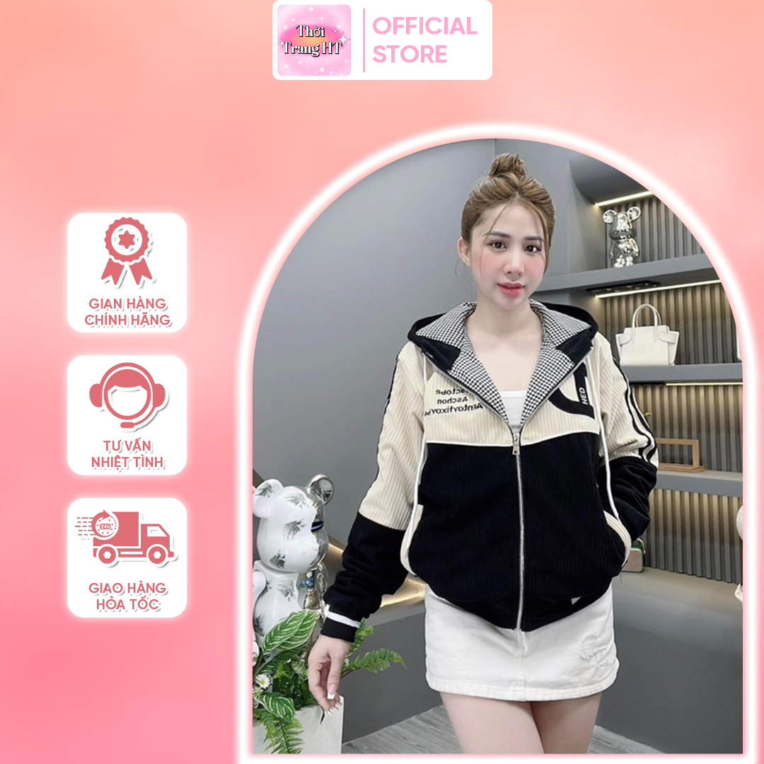 Áo Khoác Nhung Gân - Áo Khoác Nữ 2 Lớp Lót Vải Caro Cotton Thấm Hút Mồ Hôi 2 Túi Ngoài, Túi Trong| Áo Khoác Hoàng Gia