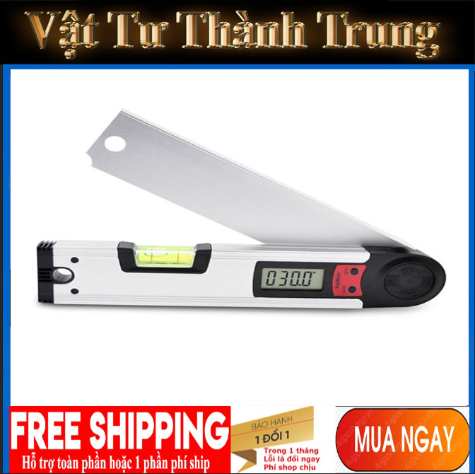 Thước đo góc điện tử+nivo cân bằng 2 trong 1 dài 250mm kèm pin- Thước ni vô cân bằng - thước đo góc điện tử