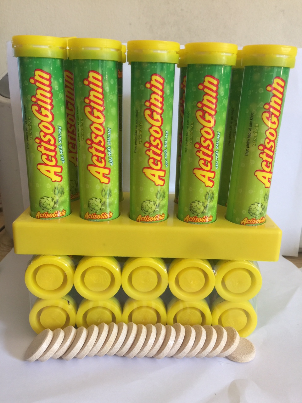 [ Combo 5 tuýp]  Sủi Actiso Râu Ngô,Rau Má.Giúp mát gan, lợi tiểu. Giúp tăng cường chức năng giải độc gan Tuyp 20 viên