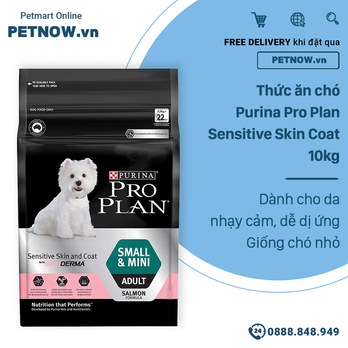 Thức ăn chó Purina PRO PLAN Sensitive Skin Coat 10kg