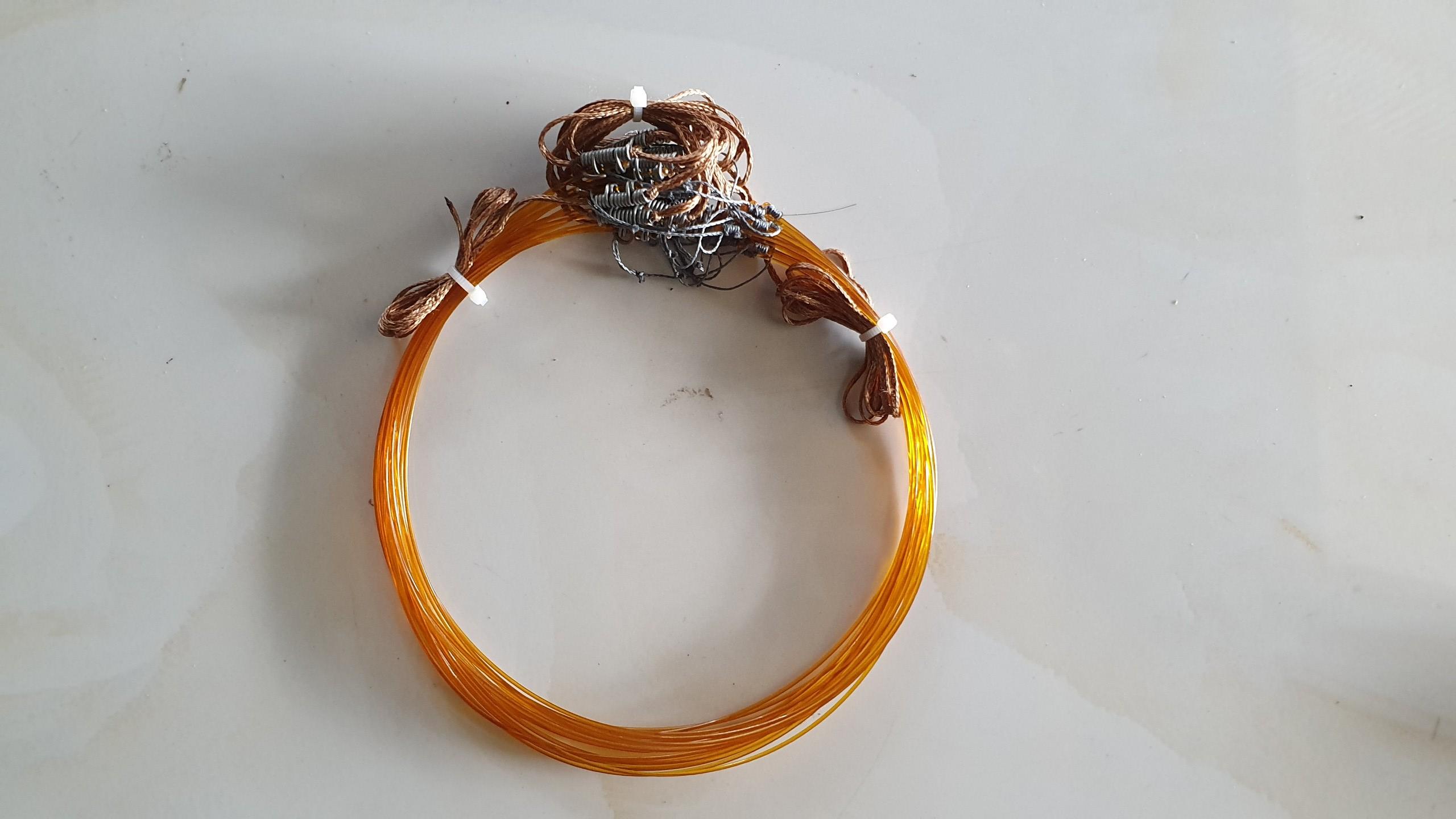 thòng dây màu cỏ khô 20 vòng bẫy quốc , bịp ( đường kính 9cm ) bẫy gà cước thái, dù siêu bền, khoen đồng hàng thái lan ( 1 bộ 20 vòng dài 2m )