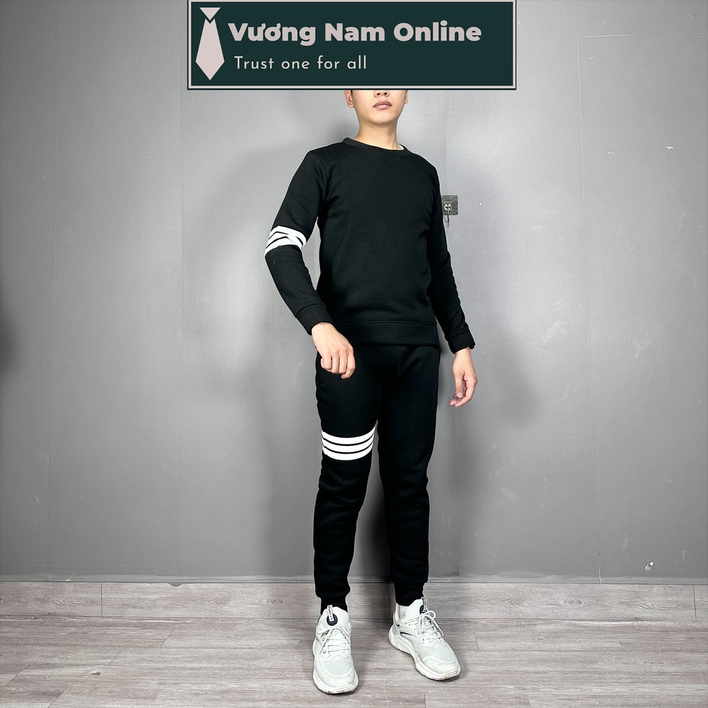 [ THANH LÝ ] Set Bộ Nỉ Nam Thu Đông Thể Thao Form Ôm Kiểu 3 sọc Lót Lông VNO119
