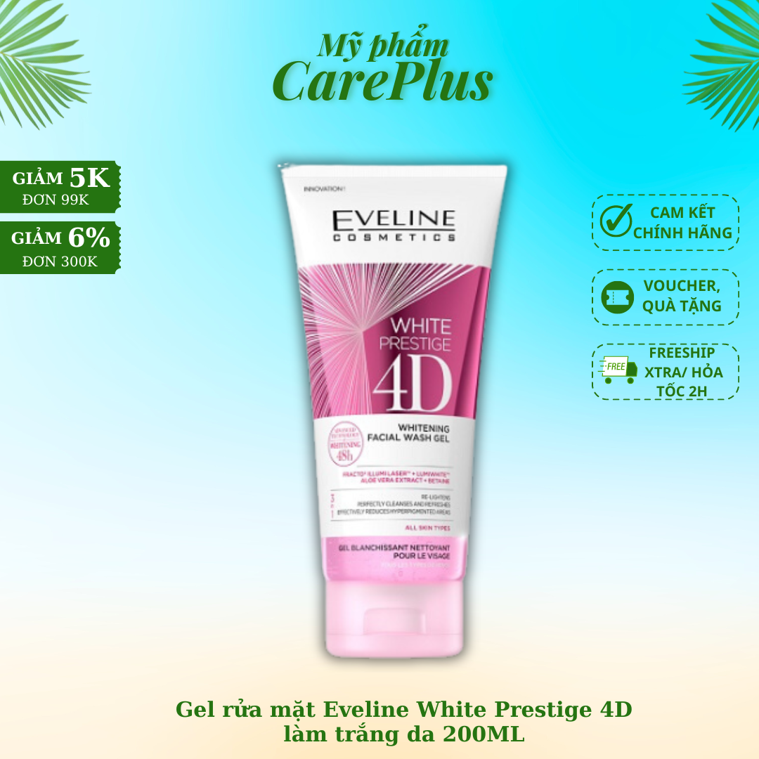 Gel rửa mặt trắng da White Prestige 4D-200ml