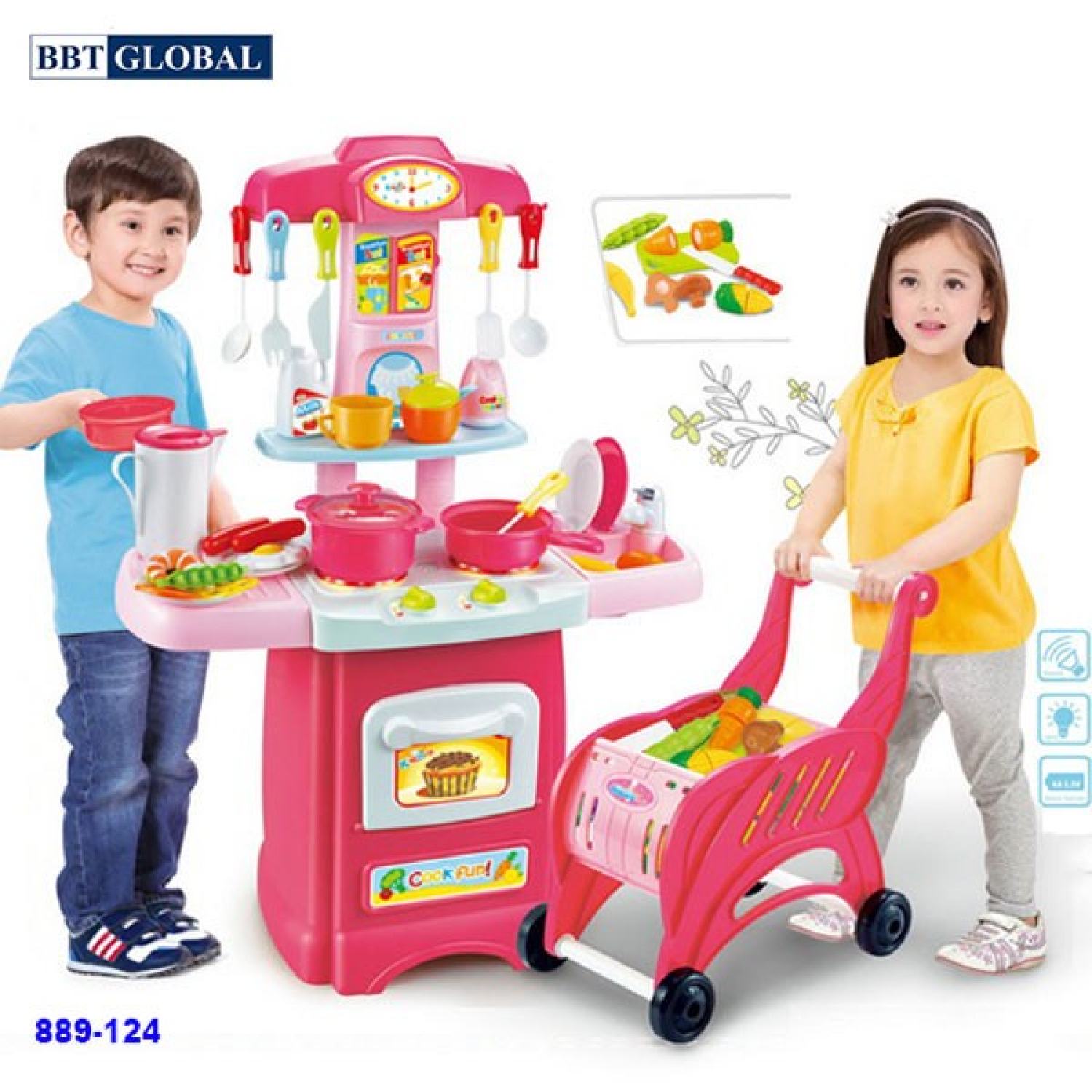 Bộ nấu ăn kèm xe đẩy siêu thị
