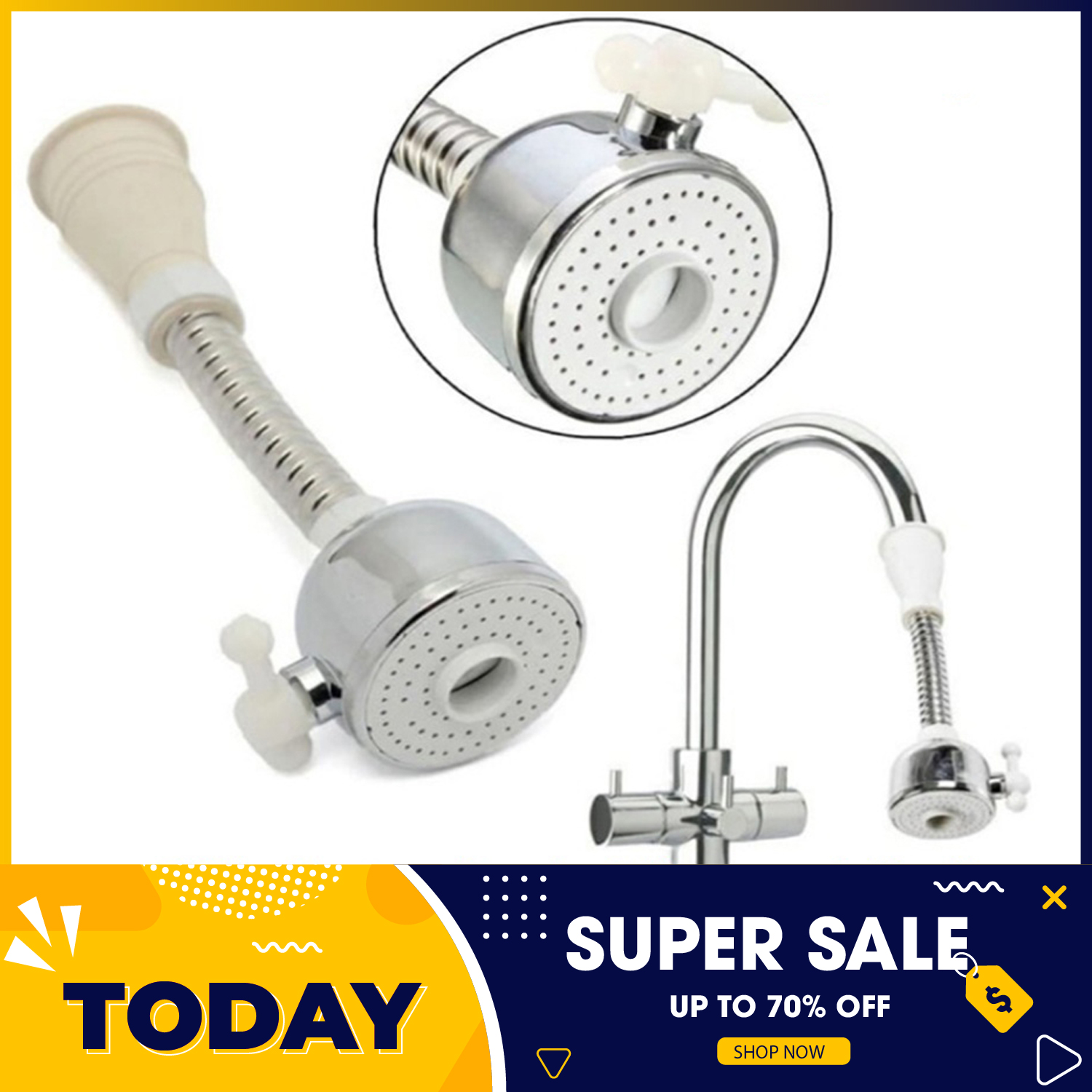 Đầu vòi rửa chén bát tăng áp, điều hướng xoay 360 độ, tiết kiệm nước, Đầu vòi mềm xoay linh hoạt cho vòi rửa chén - Đầu vòi tăng áp tiết kiệm nước - Đầu vói xịt rửa chén tăng áp
