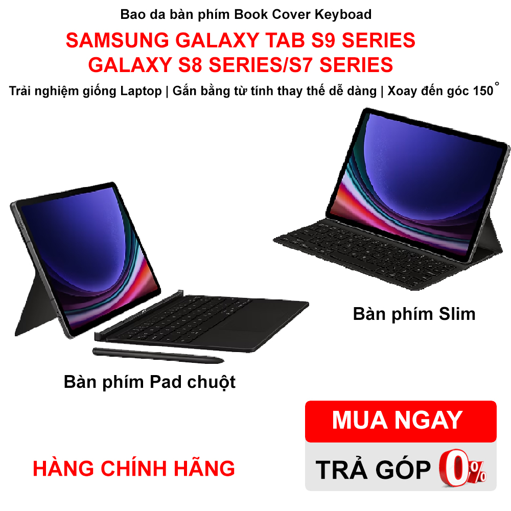 Bao da bàn phím Bookcover keyboard Samsung Galaxy Tab S9/S9+/Tab S9 Ultra