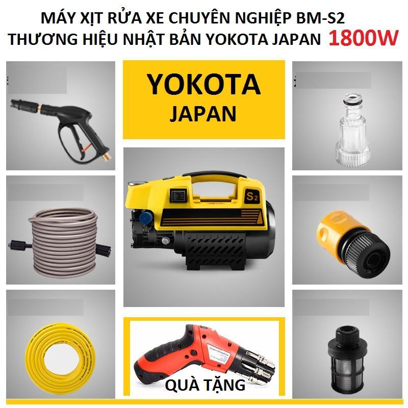 Máy xịt rửa xe cao áp yokota japan thương hiệu nhật bản bm-s2 - 1800w tặng kèm máy bắn vít