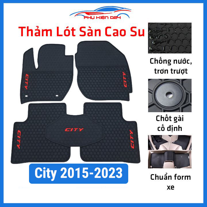 Thảm lót sàn cho xe HONDA CITY cao su 2013-2023, thảm trải sàn xe hơi không mùi, chống trơn trượt, mài mòn tốt