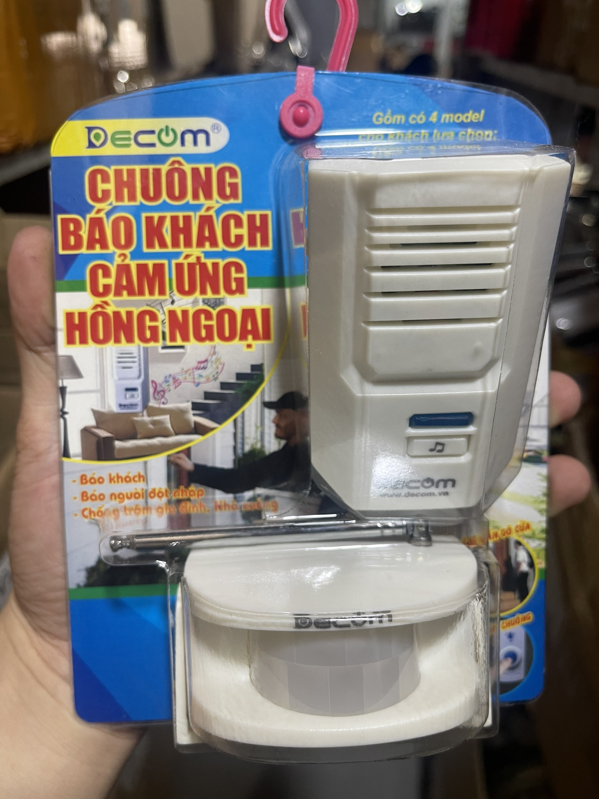 Báo khách cảm ứng hồng ngoại, Báo khách không dây tiếng việt dùng báo trộm chống trộm còi hú báo trộm Decom