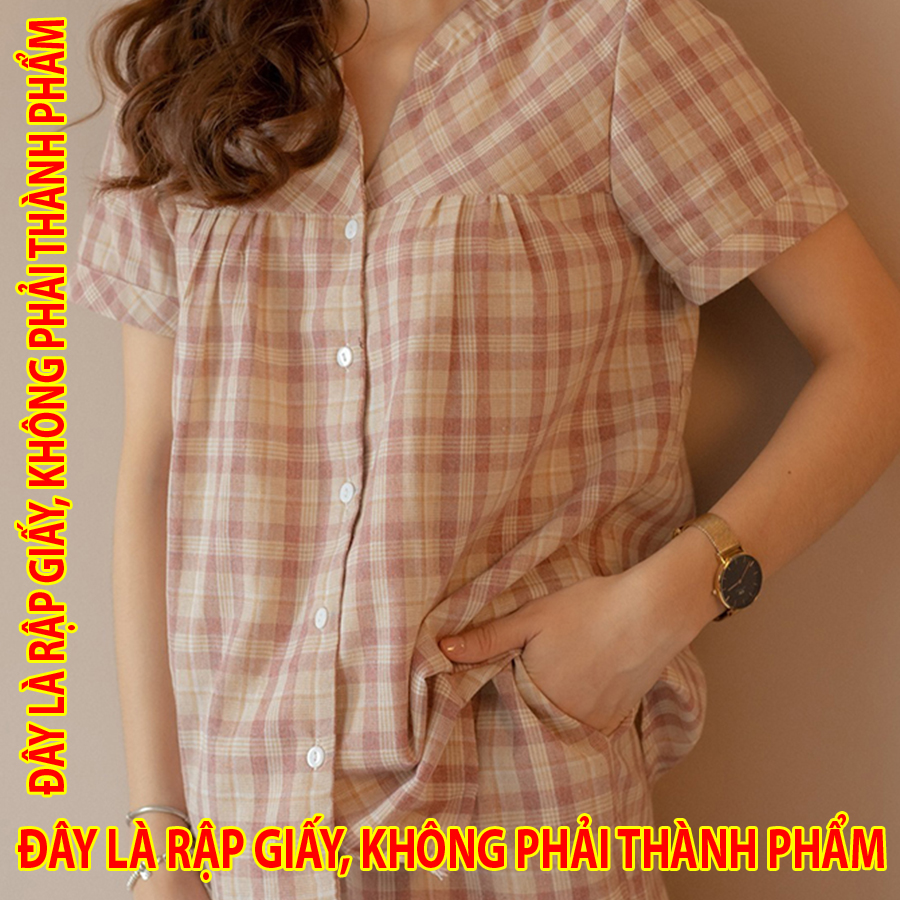 Rập giấy kr082 - áo mặc nhà, nhún ngực - kid