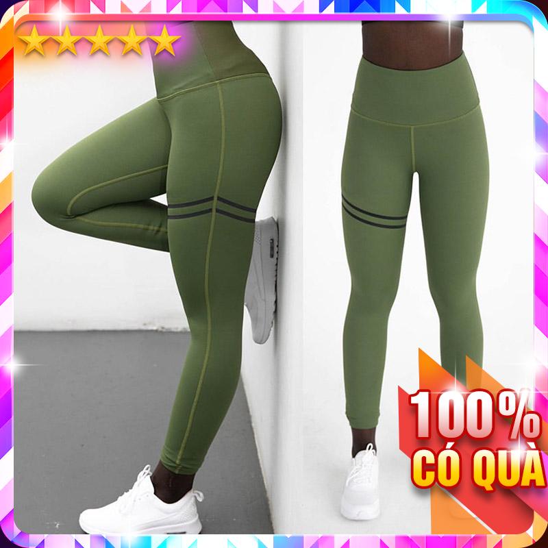 Quần tập yoga gym legging phối sọc đùi p1754 - loantay