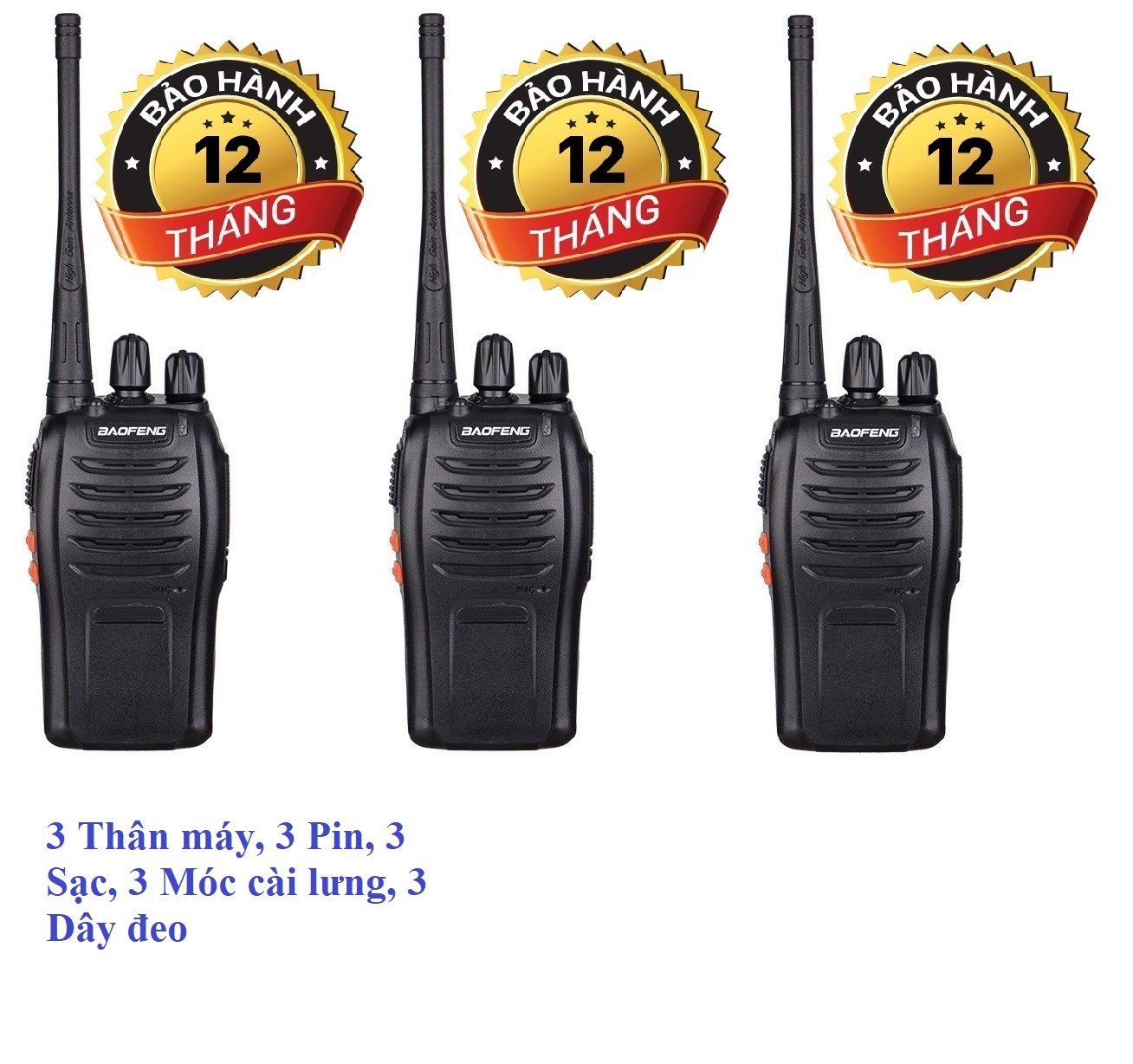 Bộ 3 Chiếc Bộ đàm Baofeng BF888S (Hàng chính hãng, Bảo hành 12 tháng)