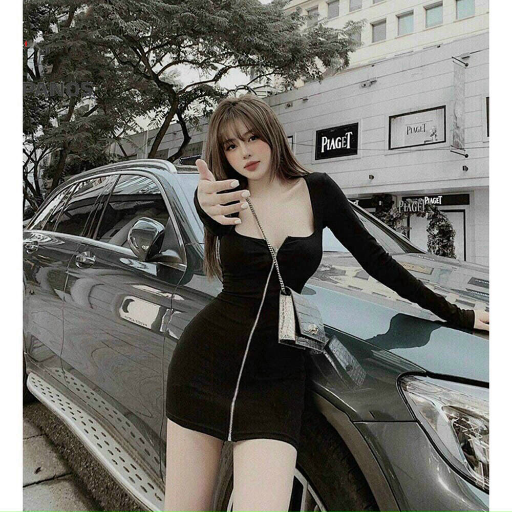 [HCM]ĐẦM NỮ ÔM BODY TAY DÀI KHÓA KÉO QUYẾN RŨ THỜI TRANG NỮ LINH LAN KK65