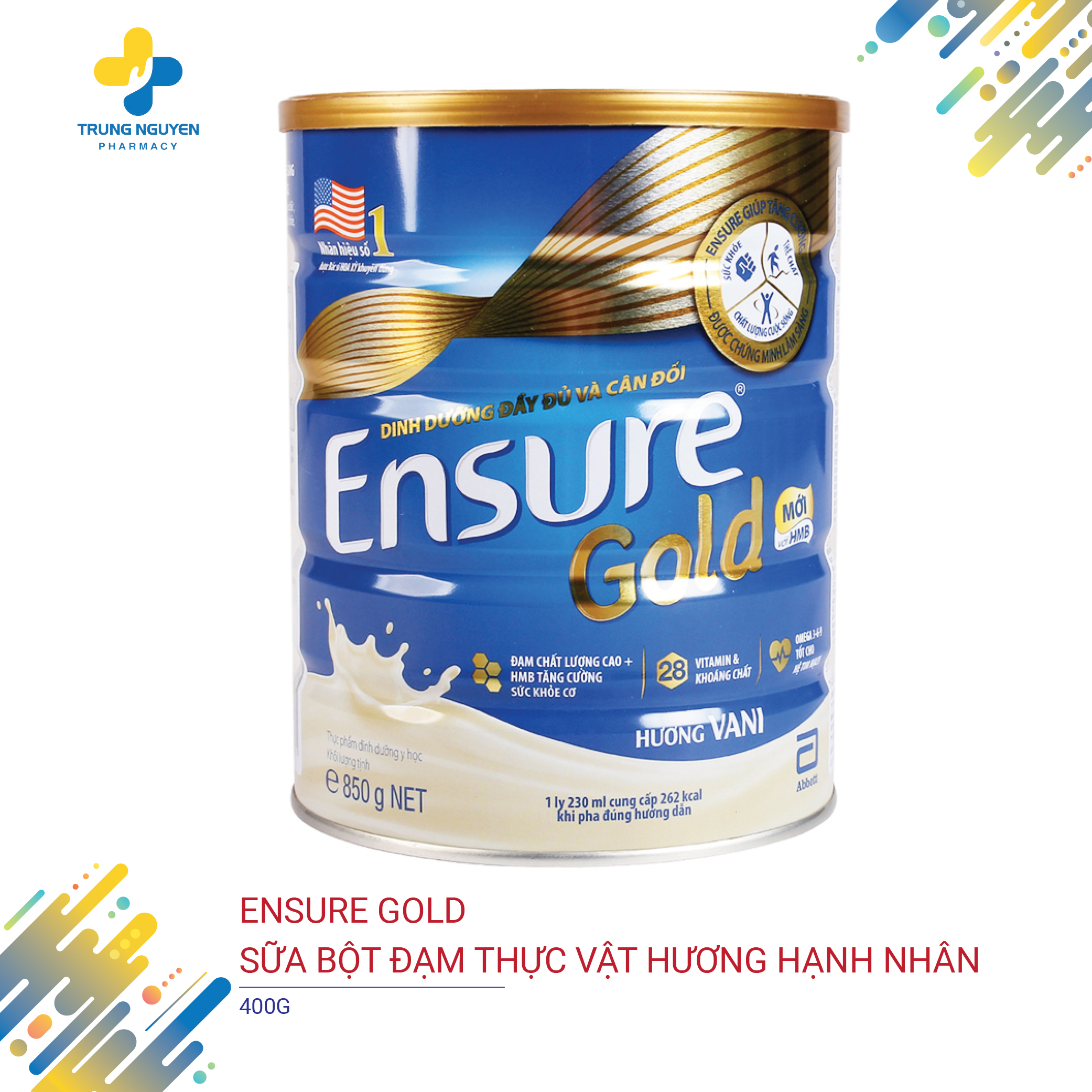 Sữa bột Ensure Lúa mạch - Hương Vani - 850G