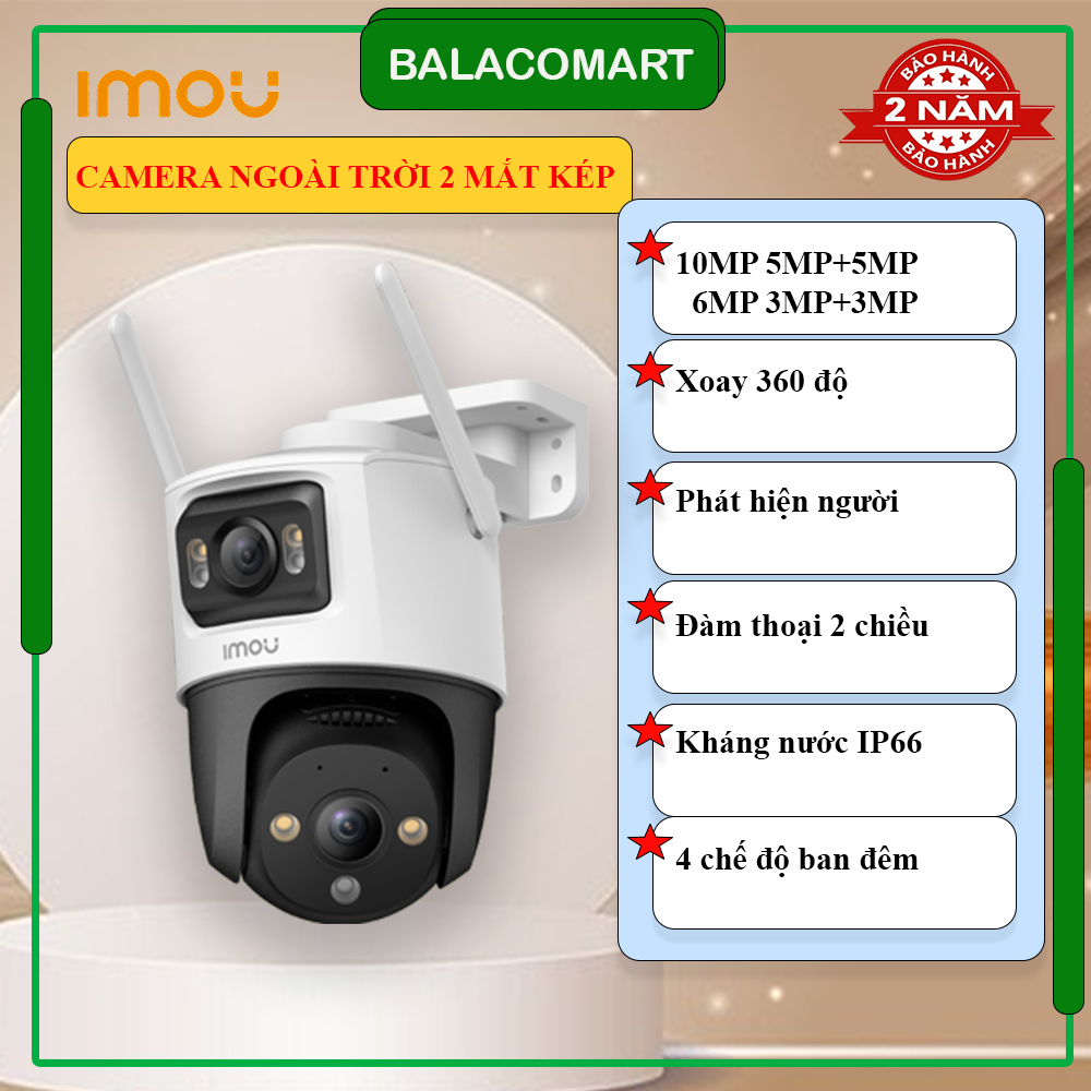 Camera ngoài trời xoay  Imou 2 mắt 6MP 10MP chính hãng bảo hành 2 năm