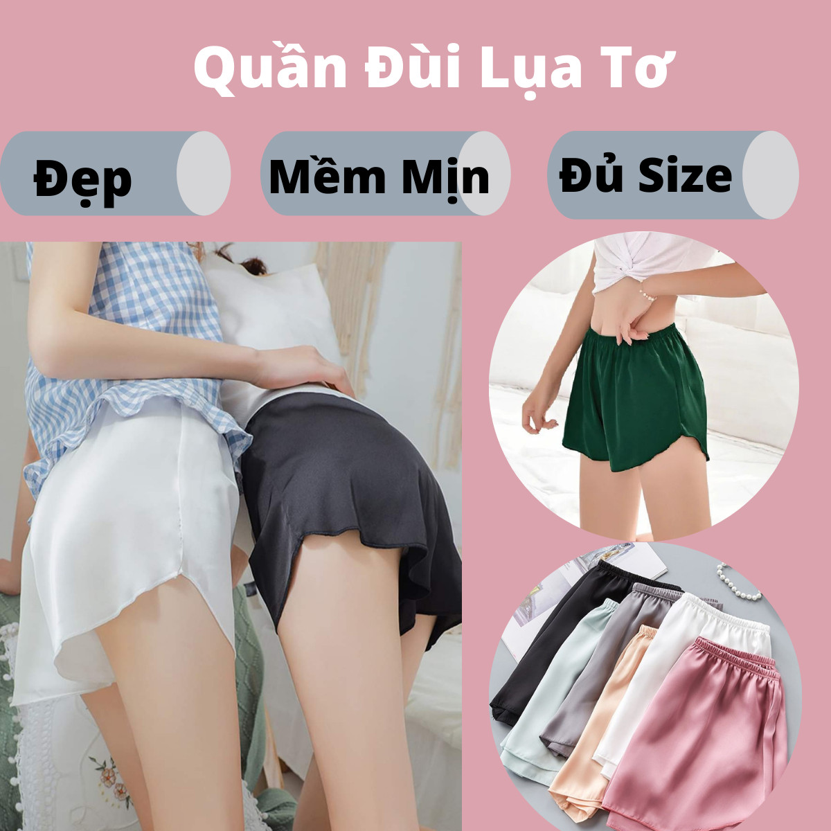 Quần đùi nữ chất lụa mềm mịn mặc ở nhà siêu đẹp
