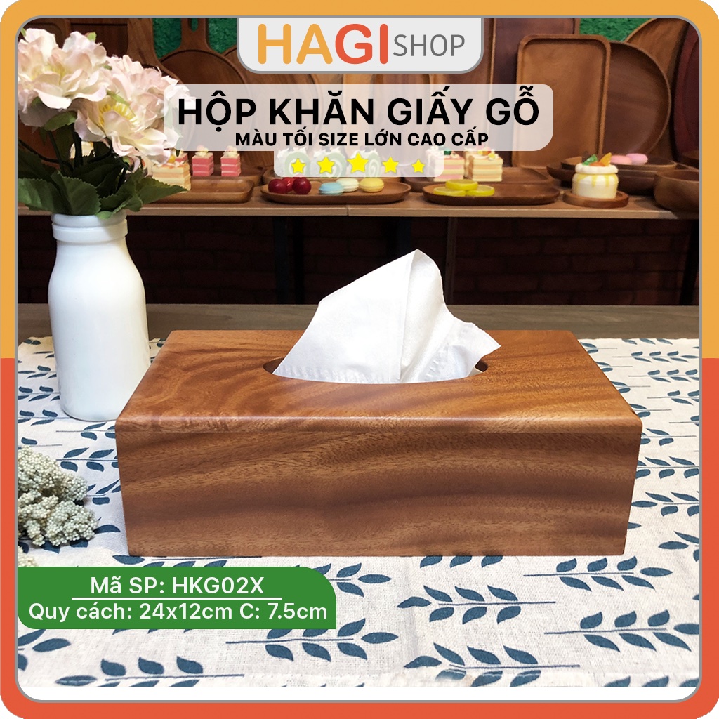 Hộp đựng khăn giấy bằng gỗ chữ nhật cao cấp phong cách tối giản sang trọng phục vụ nhà hàng, quán ăn, cafe, khách sạn, resort thủ công mỹ nghệ