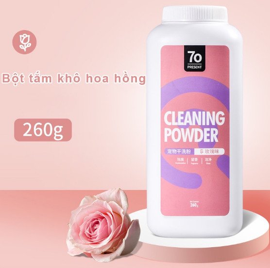 Phấn tắm khô cho thú cưng - phấn tắm khô khử mùi lưu hương dùng cho chó mèo 70present