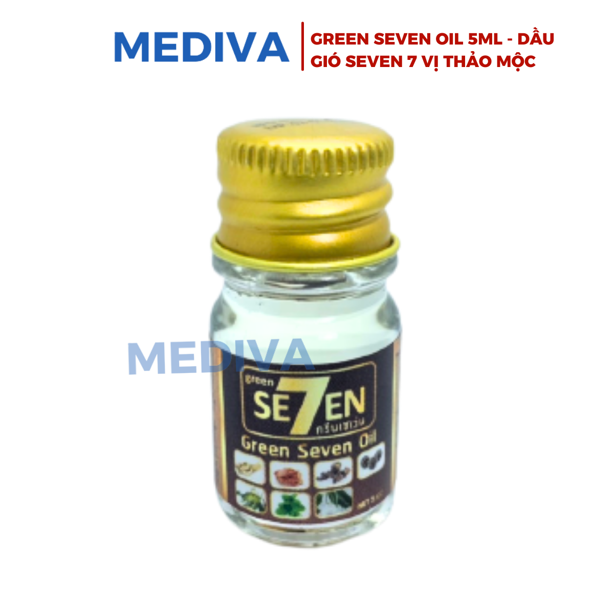 Dầu Green Seven Oil 5cc - Dầu gió Seven 7 vị thảo mộc