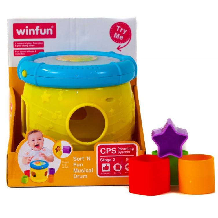 Đồ chơi trống thả hình khối phát triển tư duy logic có đèn nhạc winfun 0748 - cho bé từ 9 tháng tuổi