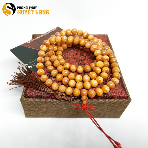 Chuỗi Gỗ Huyết Long Thấu Quang 108 Hạt 8 Ly, Vòng Gỗ Tự Nhiên, Vòng Gỗ Phong Thủy