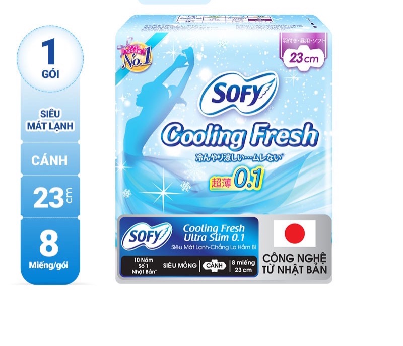 Băng vệ sinh Sofy Cooling Fresh siêu mỏng cánh 23cm gói 8 miếng