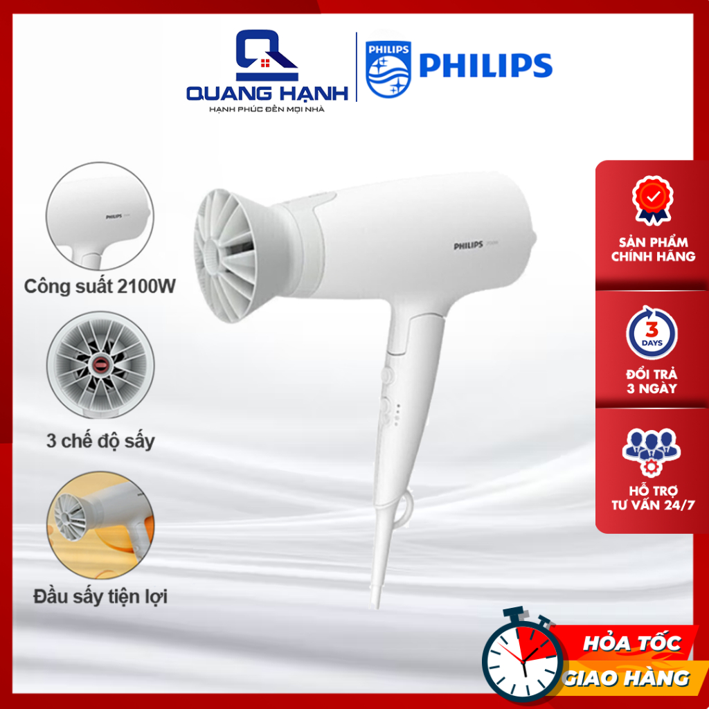 Máy sấy tóc ion philips bhd378 bhd378/05 2100w - bảo hành 24 tháng cùng seri bhd300 bhd350 bhd308
