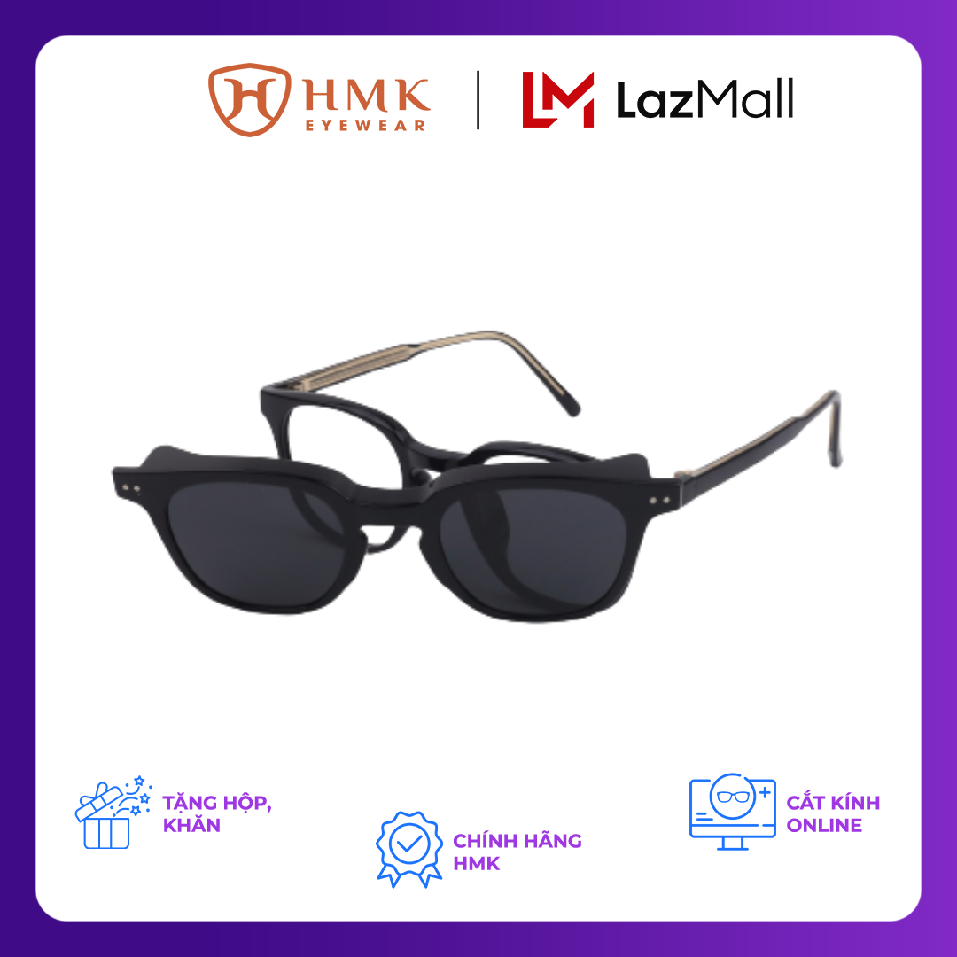 Gọng kính hai lớp hmk eyewear cao cấp, hỗ trợ chống chói, chống tia uv 400, nhiều màu sắc thời trang phong cách dễ đeo - 2l8192