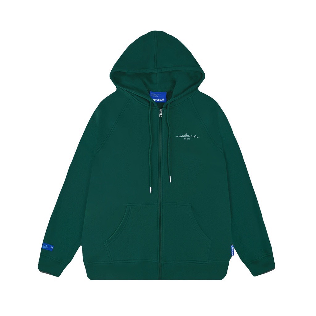 Áo hoodie zip nocturnal signature basic nỉ bông 100% unisex local brand mũ trùm unisex