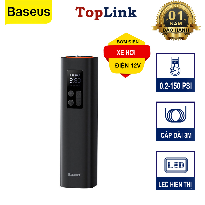 Máy Bơm Lốp Ô Tô Mini Baseus Super Mini Inflator Pump Bơm Siêu Nhanh 4 Lốp Xe Chỉ Trong 25 Phút - TopLink
